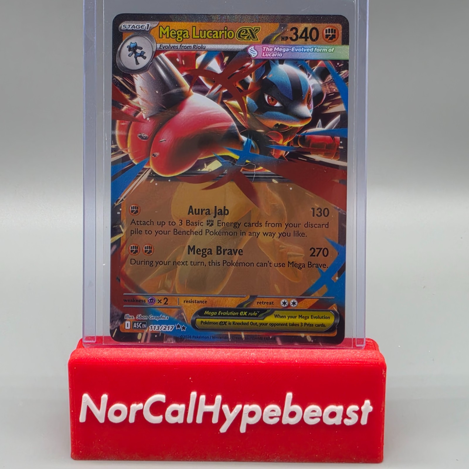 2026 Pokemon Ascended Heroes TCG MEGA LUCARIO EX 113/217 Holo Double Rare A