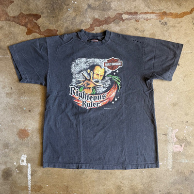 90s VINTAGE 3D EMBLEM HARLEY DAVIDSON MOTORCYCLES WIZARD T-SHIRT