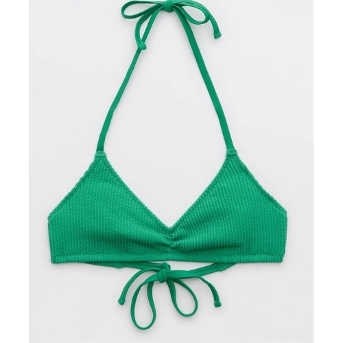Aerie Crinkle Halter Voop Bikini Top size small Nwt green - Picture 3 of 7