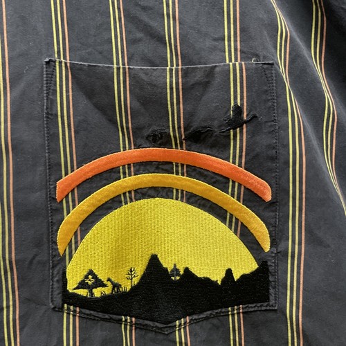 VTG Y2K Lifted Research Group Shirt Men’s 3XL Black w/ Orange & Yellow Stripes - Picture 8 of 19