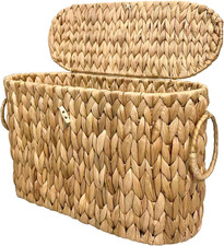 Toilet Paper Basket with Lid,Wicker Basket for Bathroom Organizers and Storage,H