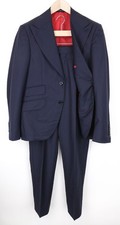 SUITSUPPLY La Spalla Men's Suit UK34R Blue Slim Fit Wool S130s Herringbone 2Pc