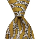 MINO LOMBARDI Men's 100% Silk Necktie ITALY Designer ROPES Yellow/White NEW Rare