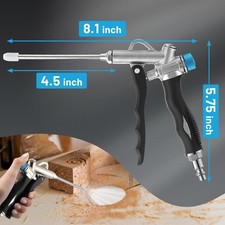 2 Way Air Blow Gun, with Adjustable High Flow Extension Nozzle, 150 PSI 1/4 I...