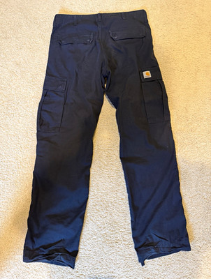 Carhartt WIP Men s Navy Ripstop Cargo Pants 32W Cotton Regular Fit Logo