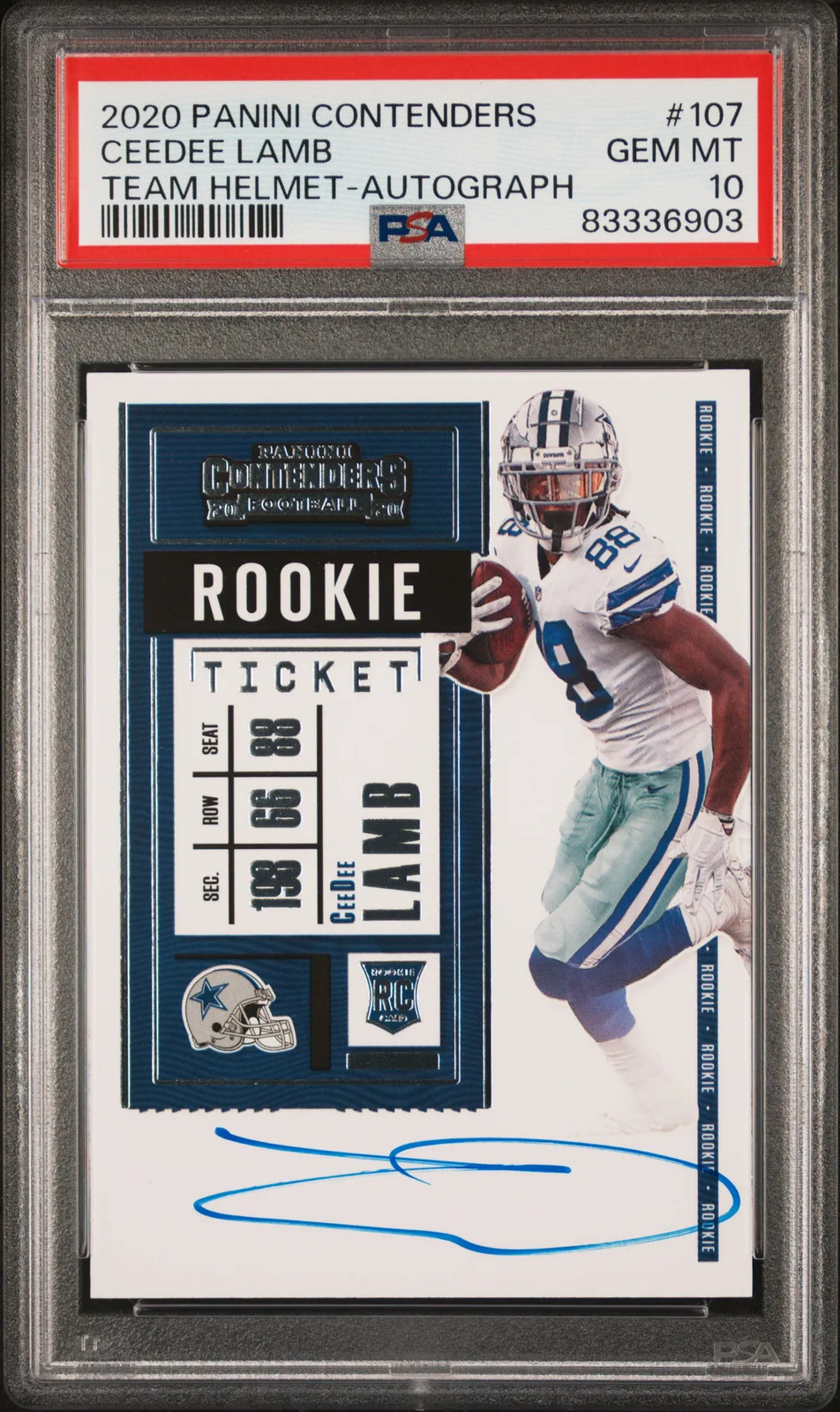 2020 Panini Contenders Ceedee Lamb #107 Variation Autograph RC PSA 10