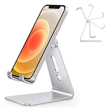 Adjustable Cell Phone Stand, Aluminum Desktop Cellphone Stand with Anti Silver