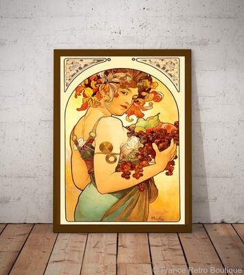 Alphonse Mucha Früchte Vintage Französisches Poster