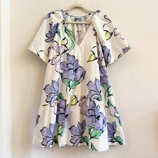 A New Day Floral Cotton V-Neck Tiered Peasant Dress Size L Romantic Cottagecore