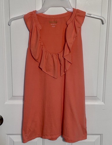 Lilly Pulitzer Womens Sleeveless Tank Shirt L Large Pima Cotton Peach Ruffle - Picture 11 of 11