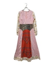 GANNI                    Patchwork maxi dress Pink x White