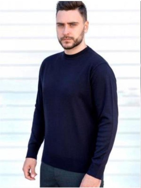 Men Closed Sweater Navy Wool 38 / M / 46