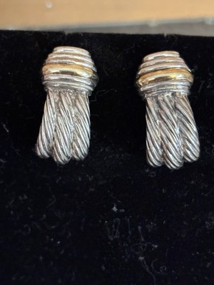 David Yurman 14K Gelbgold & Sterlingsilber Triple Cable J Creolen