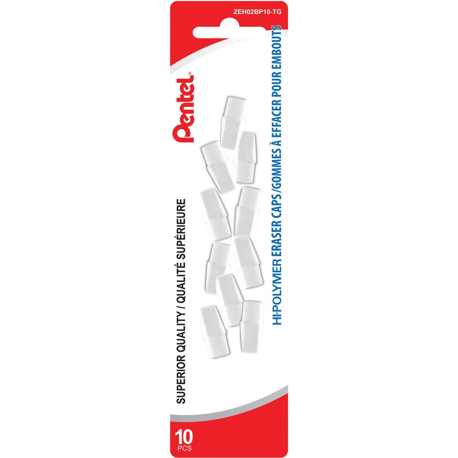 Pentel Hi-Polymer White Cap Erasers, Pack of 10 10 Count (Pack 1), 