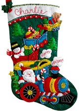 DIY Bucilla Choo Choo Santa Train Christmas Eve Felt Stocking Kit