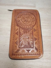 Vintage Artmex GENUINE Hand Tooled eather Clutch Made In Mexico