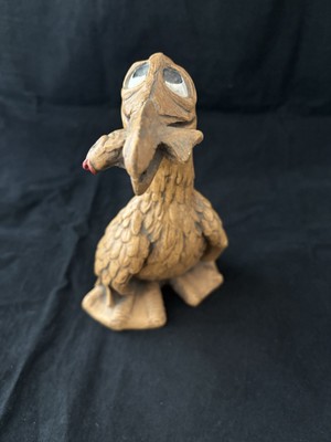 Wooden Seagull with Fish Carved Figure Alpha Rez Co. 1983
