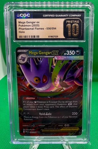 Mega Gengar ex CGC 10 BLACK LABEL  B056/094 Phantasmal Flames Double Rare Holo
