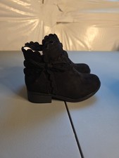 NEW Ankle Booties Sz 7 Toddler Bow Zipper Black Jumping Beans Boots Girls