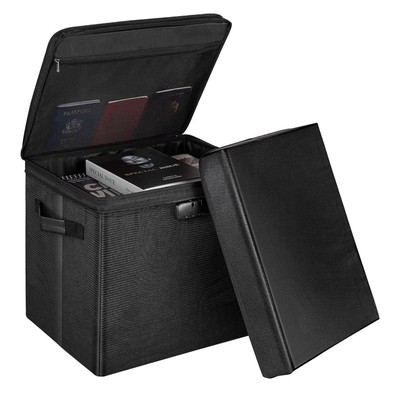 Storage Ottoman with Lock, Fireproof Document Box File Organizer (1361)