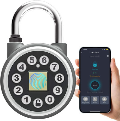 Fingerprint Padlock,Bluetooth Pad Locks with Code, Water Resistant Smart Padlock