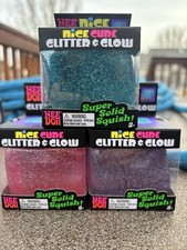 Nee Doh Nice Cube Squeeze Ball Glitter Glow Blue Pink Purple