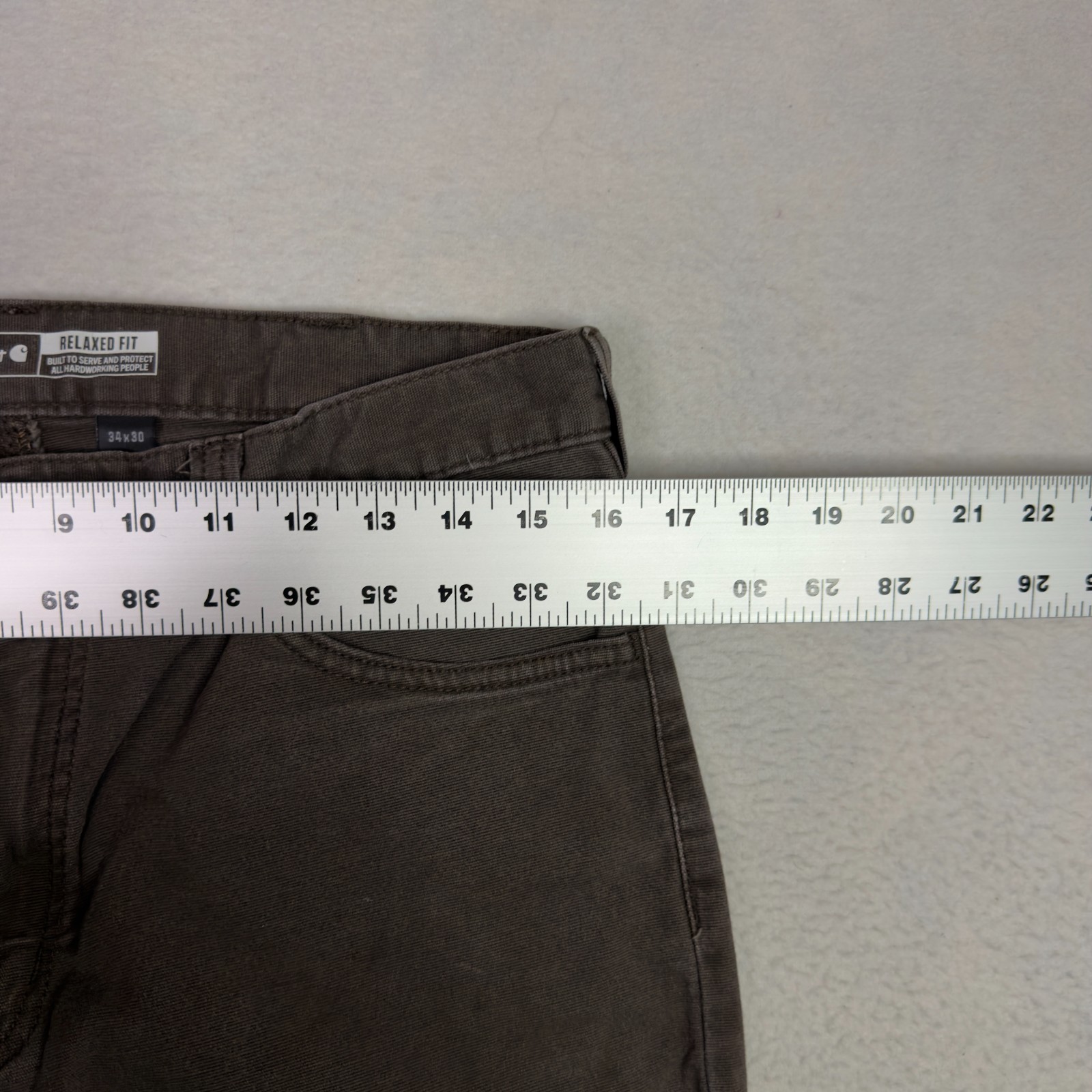 Carhartt Relaxed Fit Pants Mens 32x28 Brown Canvas Workwear Stretch Distressed thumbnail 8