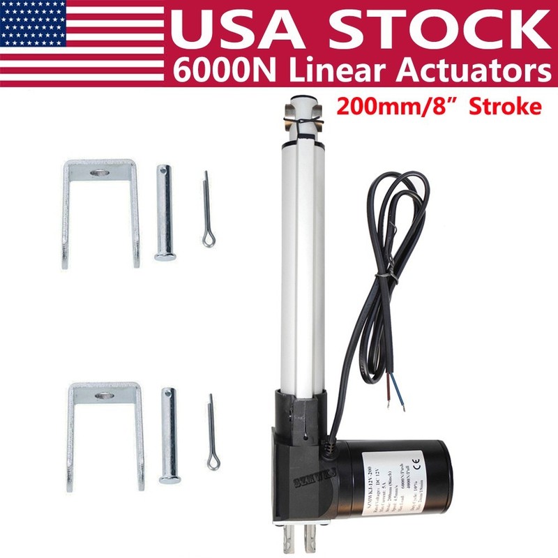 6000N 1320LBS Lift 8" Linear Actuator DC12V Electric Motor W/ Brackets Auto Lift