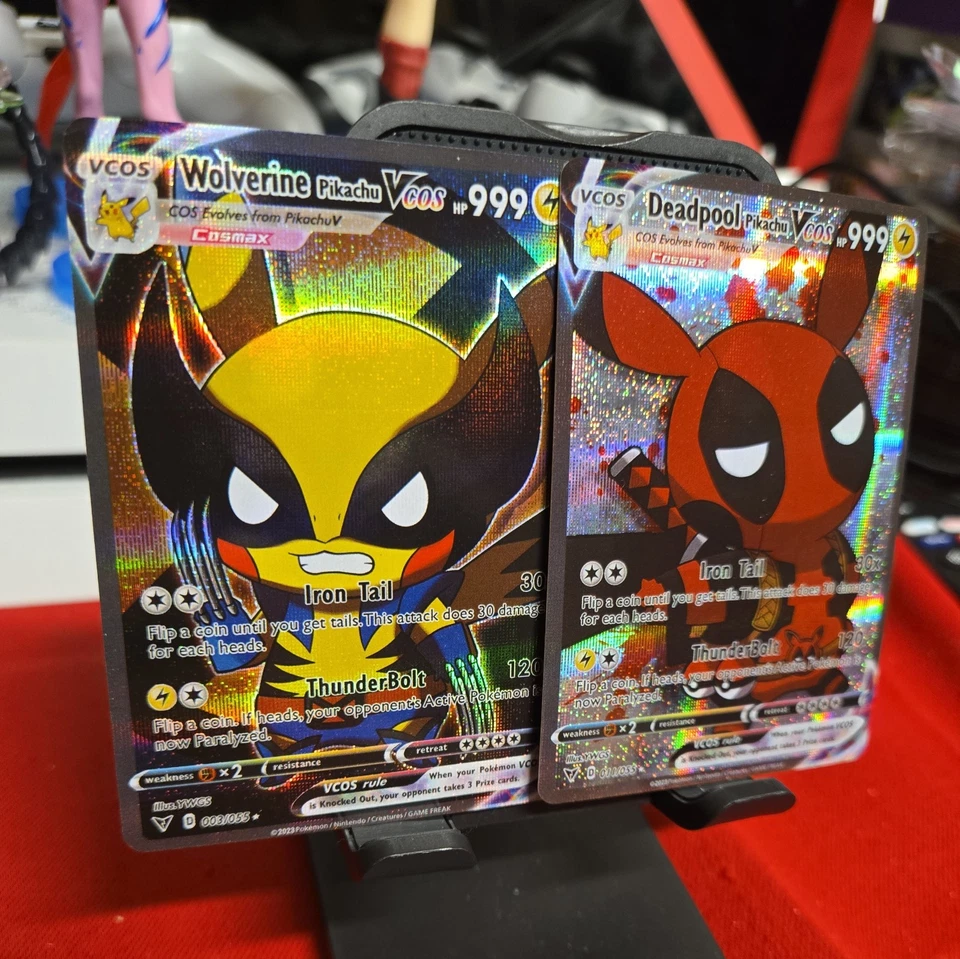 Pokemon Pikachu Deadpool & Pikachu Wolverine Pikachu Cosplay Custom Cards Set - Image 4 of 4