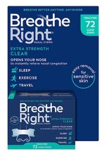 Breathe Right Extra Strength Nasal Strips, Clear - 72 Count Free Shipping NEW ..