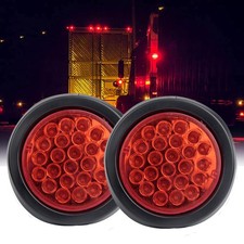 2pc 4inch Round Led Truck Trailer Stop Turn Tail Brake Lights Waterproof 24-led