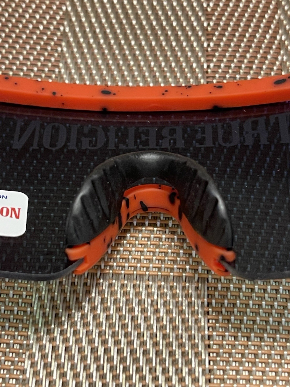 TRUE RELIGION Shield Sunglasses Mirror Orange Black Frame One Lens Rimless Logo thumbnail 5