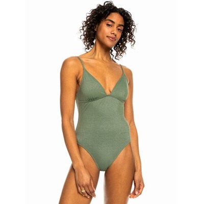 Roxy Damen Shiney Wave Einteiler Badeanzug - Agavengrün - XS