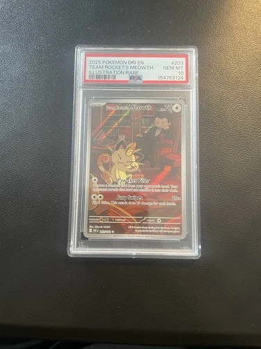 PSA 10 Team Rocket’s Meowth 203/182 | Illustration Rare | Destined Rivals | 2025