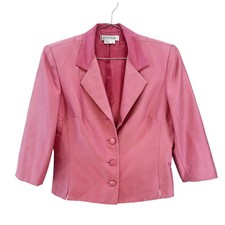 KAY UNGER Vintage 100 Silk Crop Blazer 10 pink chic quiet luxury preppy