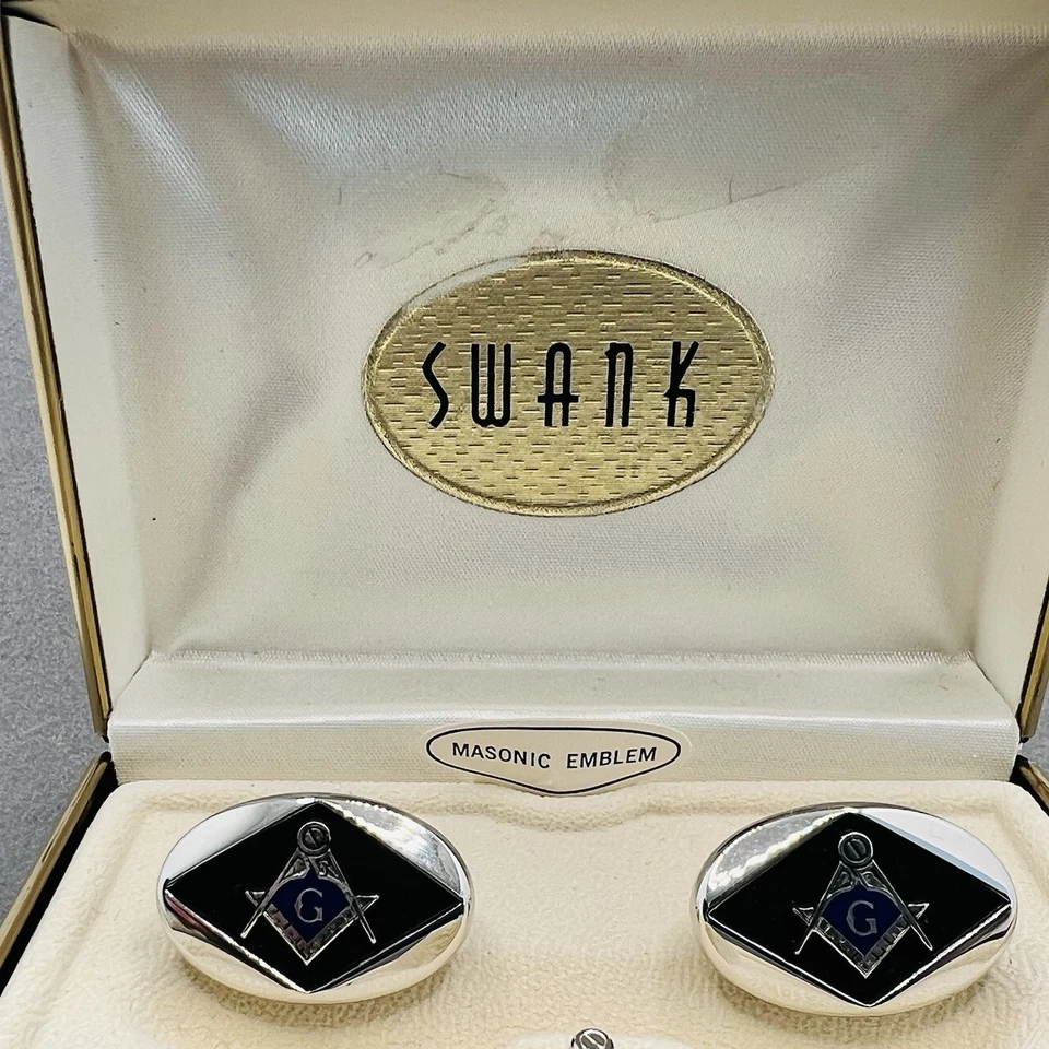 ВИНТАЖНЫЙ SWANK МАСОНСКИЙ СИНИЙ ЭМАЛИ ЗАПОНКИ ГАЛСТУК БУЛАВКА НАБОР КВАДРАТНЫЙ КОМПАС ОРИГИНАЛЬНАЯ КОРОБКА - Изображение 2 из 4