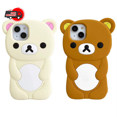Rilakkuma Bear Silicone Case For iPhone 17 16 15 14 13 12 11 Pro Max XR 8 Plus