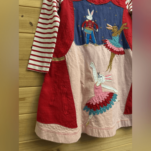 Mini Boden Size 5/6 Christmas Ballerina Dance Novelty Long Sleeve Dress - Picture 3 of 13