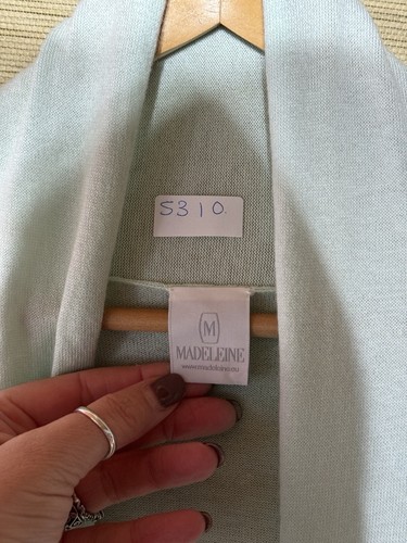 Madeleine Cardigan Womens Size 18 20 Light Blue Wool Blend Longline Edge to Edge - Picture 10 of 10