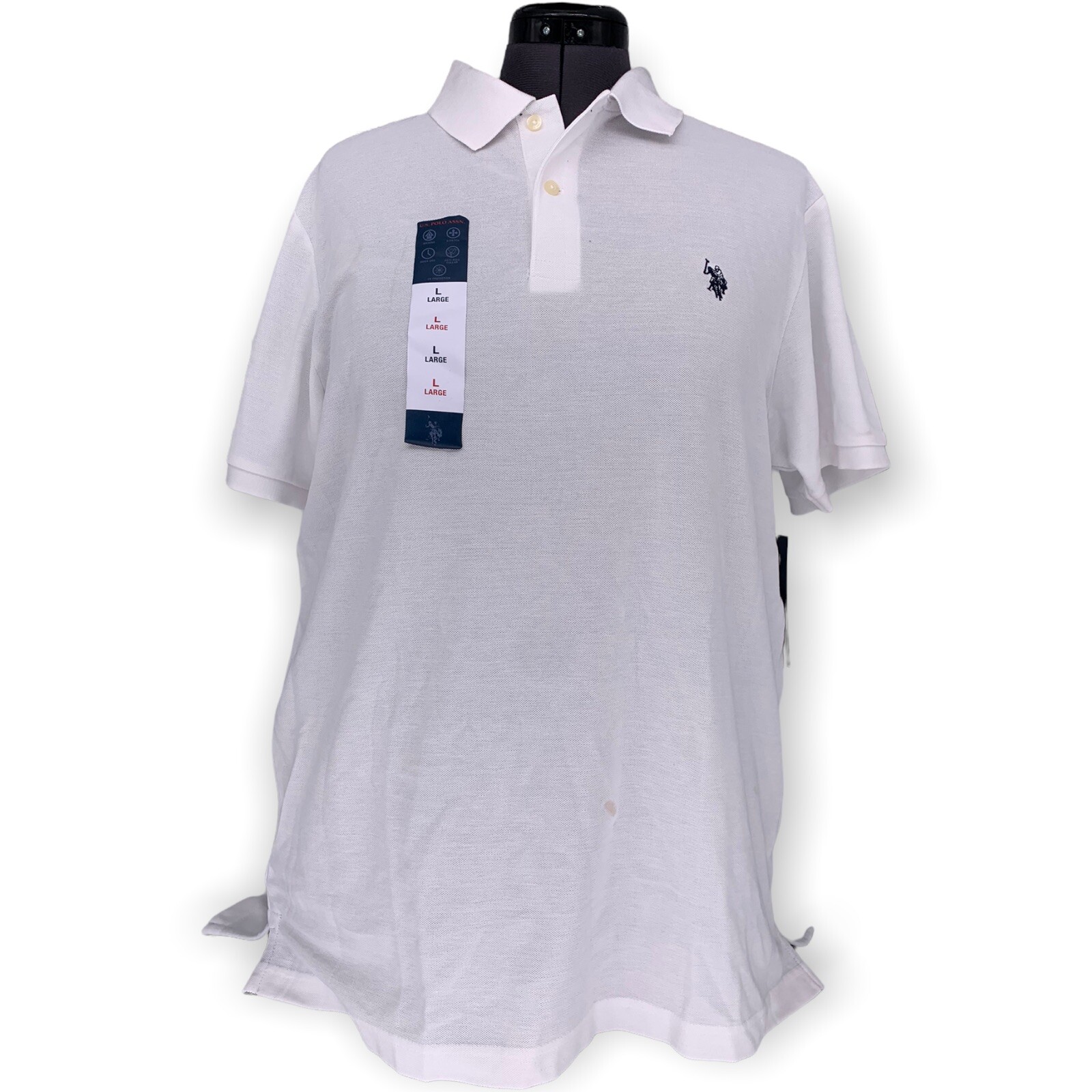 U&period;S&period; Polo Assn&period; Classic Polo White Short Sleeve Shirt Size Large For Men