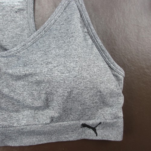 Puma Sports Bra Large Gray Padded Wireless Adjustable Pullover - Picture 4 of 11