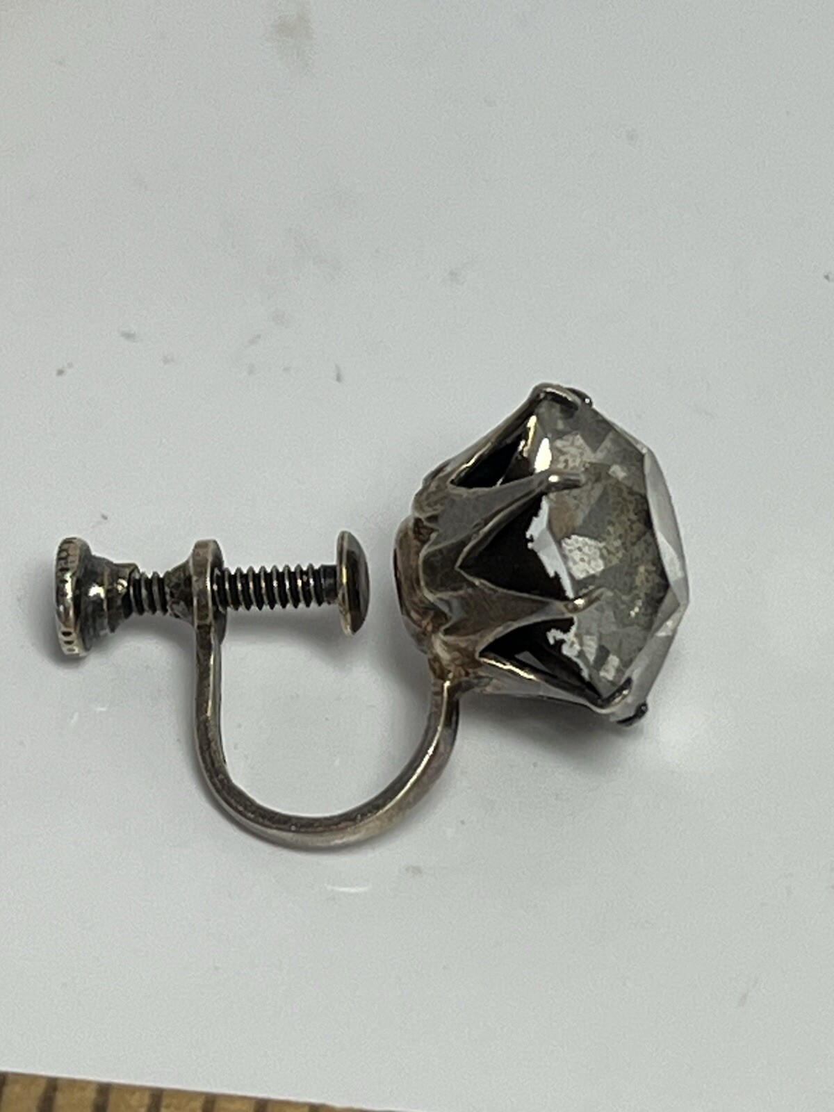 Large Sterling Rhinestone Solitaire Earrings, Pro… - image 9