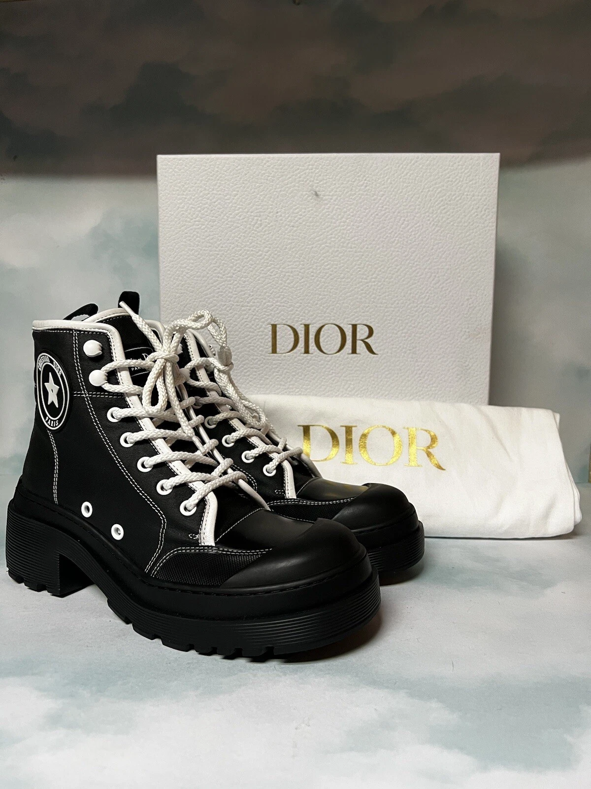 Bottes en tissu technique Christian Dior D Rise noires taille 38,5/8,5