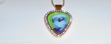 ALIEN ALIAN UFO Space Flicker Lenticular Rhinestone Pendant Chain Guitar Pick X