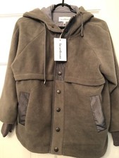 Heartloom Women Hooded Heather Green Fleece Lined Jacket Xs New