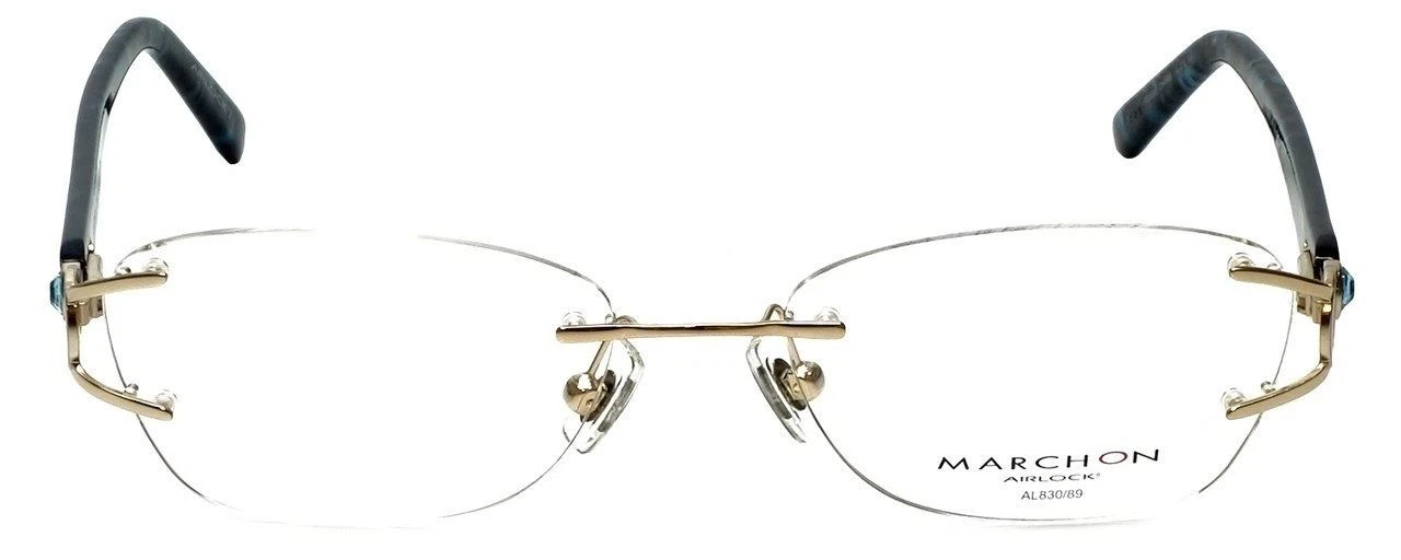 Marchon Designer Reading Glasses Airlock 830 219 in Gold 52mm
