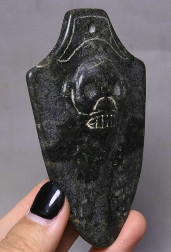 9cm Meteorite Iron (Black Magnet)Skeleton People Head Skull Token Amulet Pendant - Picture 2 of 5