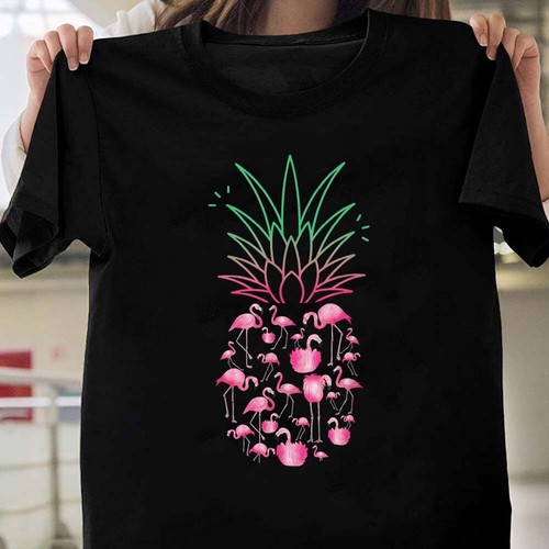 Pineapple Pink Flamingo Summer Fruit 
