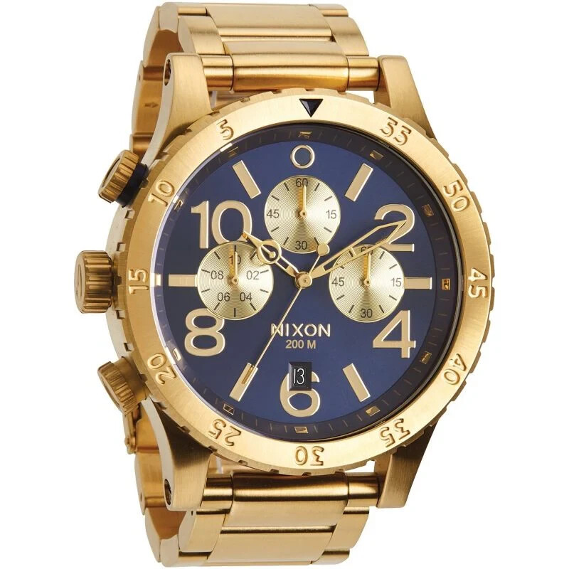 Nixon 48-20 Chrono Gold PVD Men's Watch A486-1922 Blue Dial