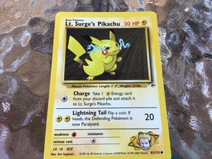 Details About Lt Surges Pikachu 81132 Gym Heroes Common Pokemon Card Nm Free Shipping